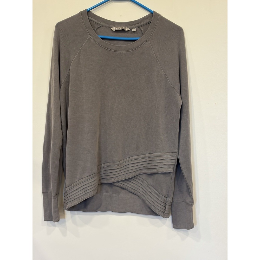 Athleta Sweatshirt Women Gray Long Sleeve Modal Blend Crossover Athleisure